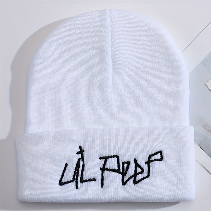 Trendy Embroidered Acrylic Beanie - Unisex Street Style, Comfortable Warmth for Winter & Autumn