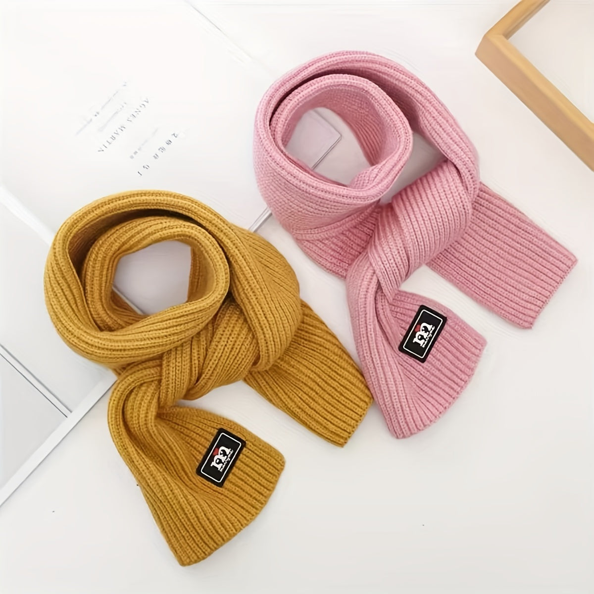 2pcs+1pair Children's Scarf & Hat & Gloves Set, Autumn And Winter Baby Warm Fleece Lined Gloves, Boys And Girls Knitted Hat
