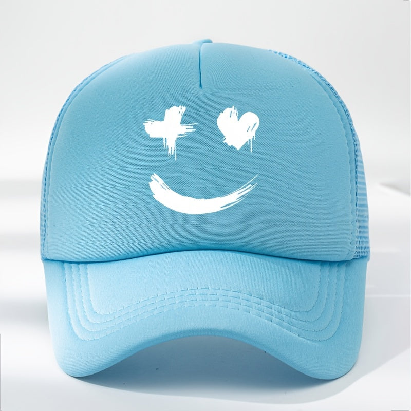 Summer Fun Cartoon Print Baseball Cap - Stylish Mesh Peaked Cap for Men and Women - Breathable, Adjustable, and Sunshade Cap for Outdoor Activities