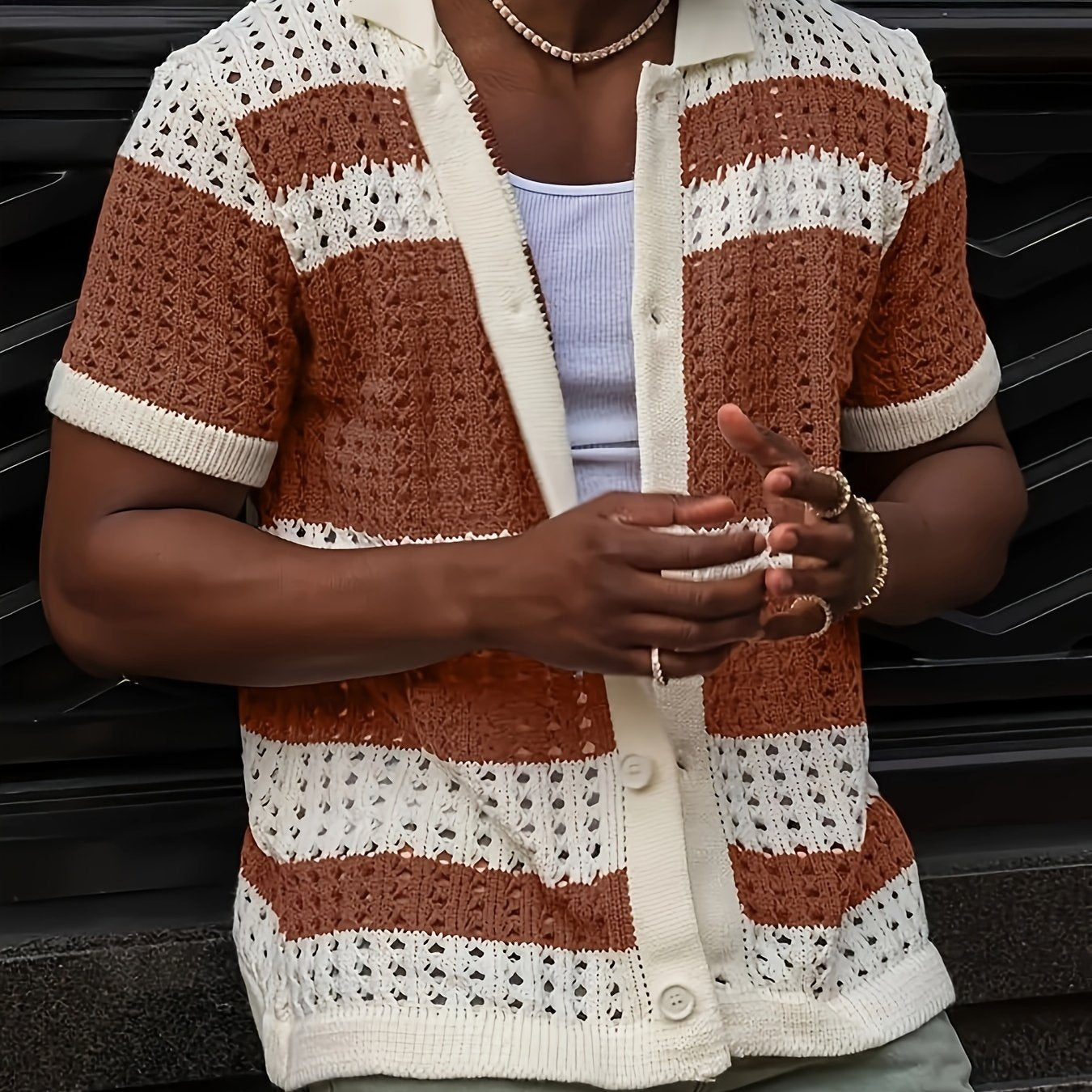 Cozy Striped Knit Cardigan for Men - Soft, Breathable, and Comfortable Sweater with Button Closure for Layering, Perfect for Casual Daily Wear and Outdoor Activities