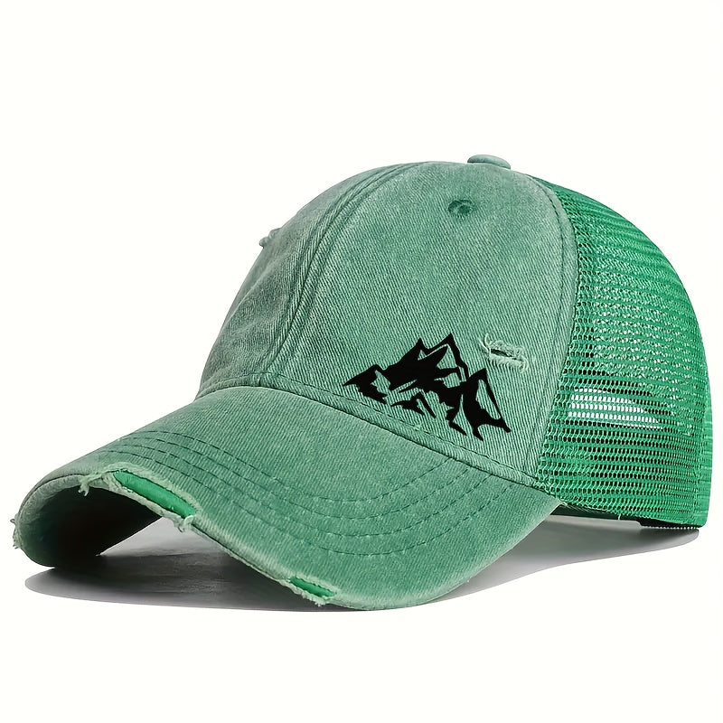 1pc Unisex Lightweight Solid Color Sports Baseball Cap with Hill Print Pattern - Adjustable Fit, Perfect for Outdoor Sports and Ideal Gift Choice