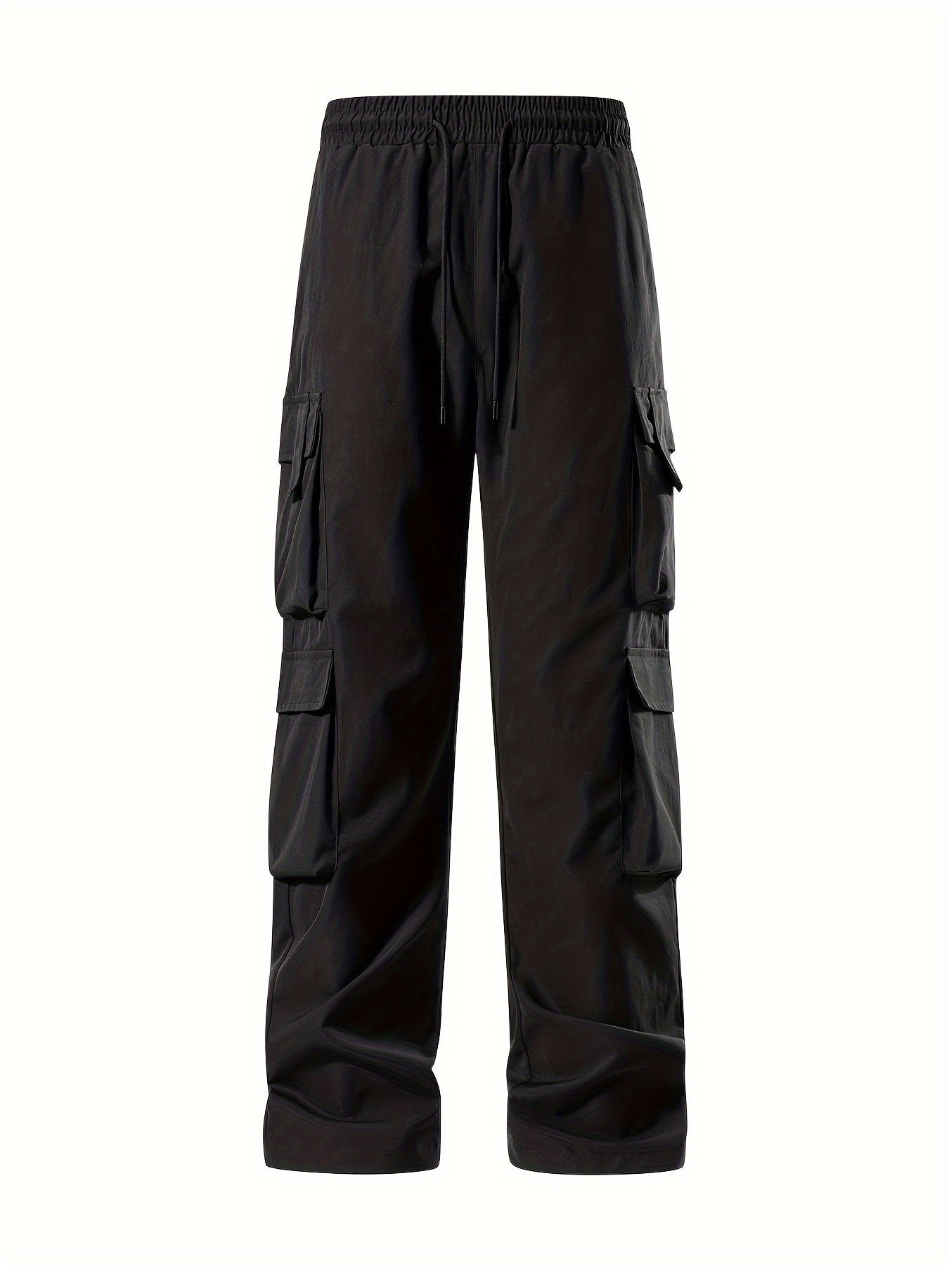 Mens Comfortable Loose Solid Cargo Pants - Multiple Spacious Pockets, Adjustable Casual Drawstring Waistband, Comfortable Loose Fit - Perfect for Outdoor Enthusiasts and Adventurers