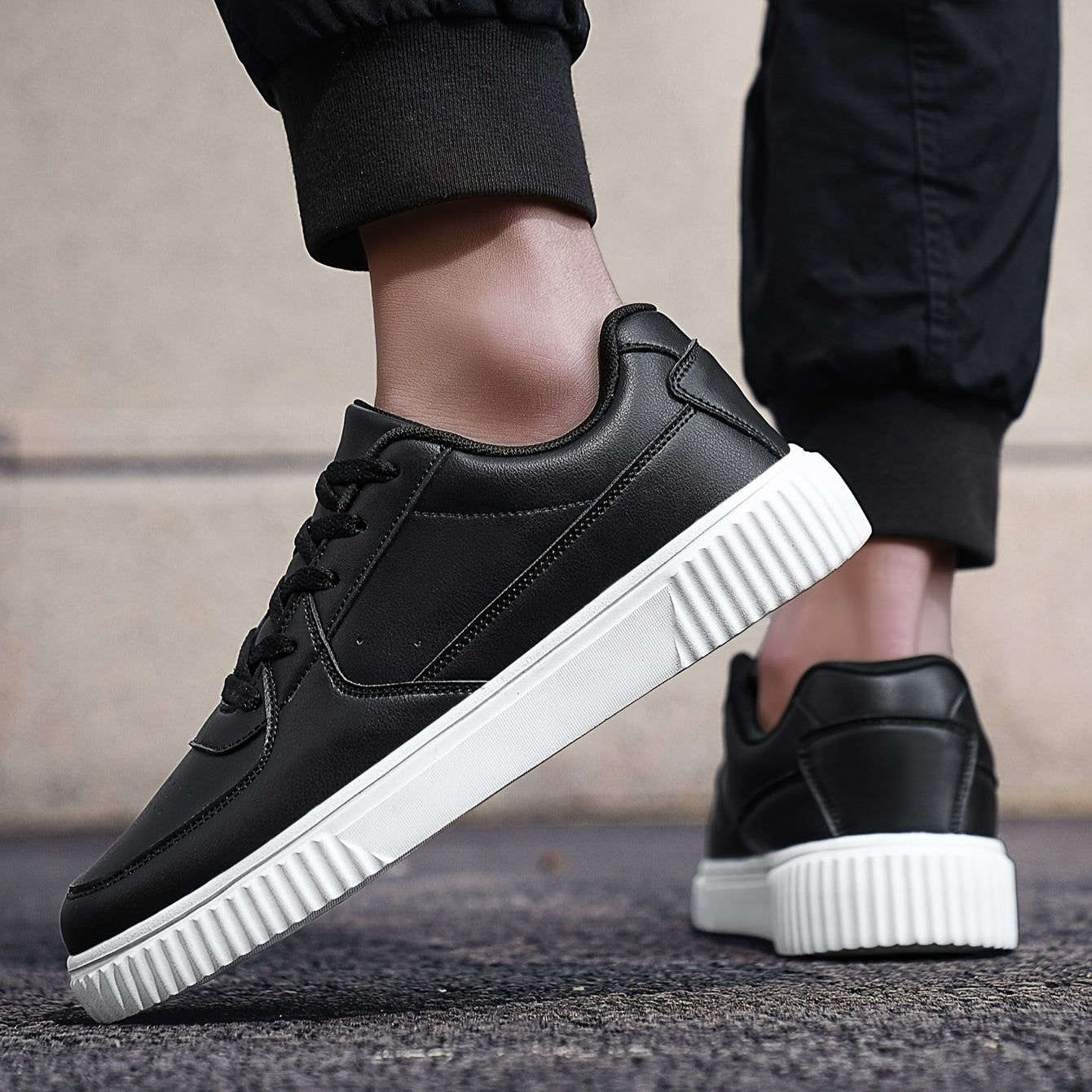 Men's Trendy White Sneakers - Versatile, Lightweight & Comfortable with Non-Slip EVA Sole for Outdoor Activities