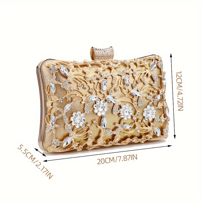Elegant Rhinestone Evening Bag, Classic Banquet Handbag, Women's Formal Dinner Purse For Wedding Party Prom