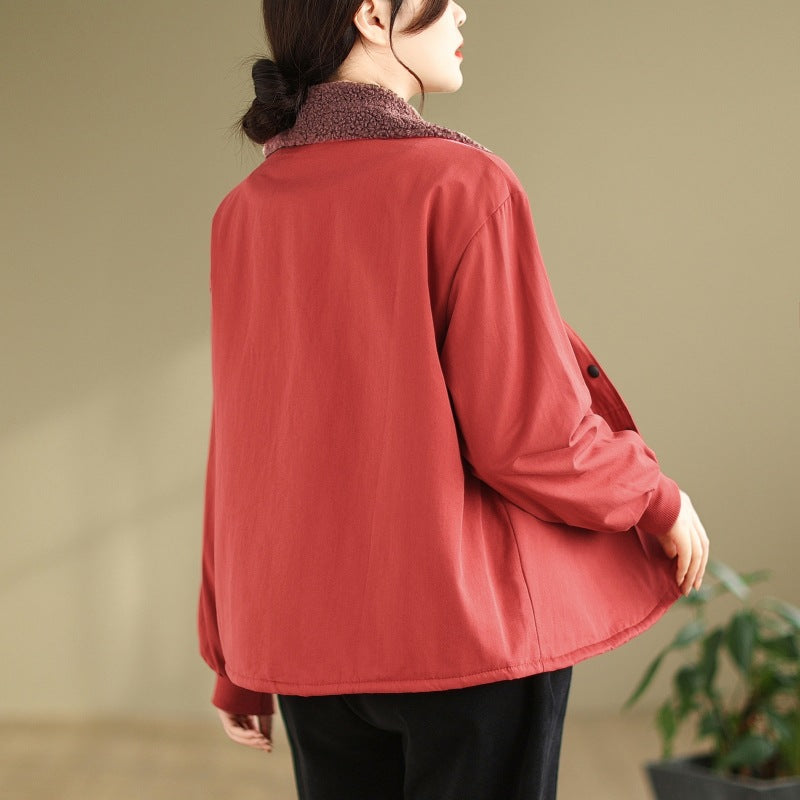 popular winter new Korean version trial fashion age reduction Popular style loose large size covered meat lamb wool retro velvet short outside