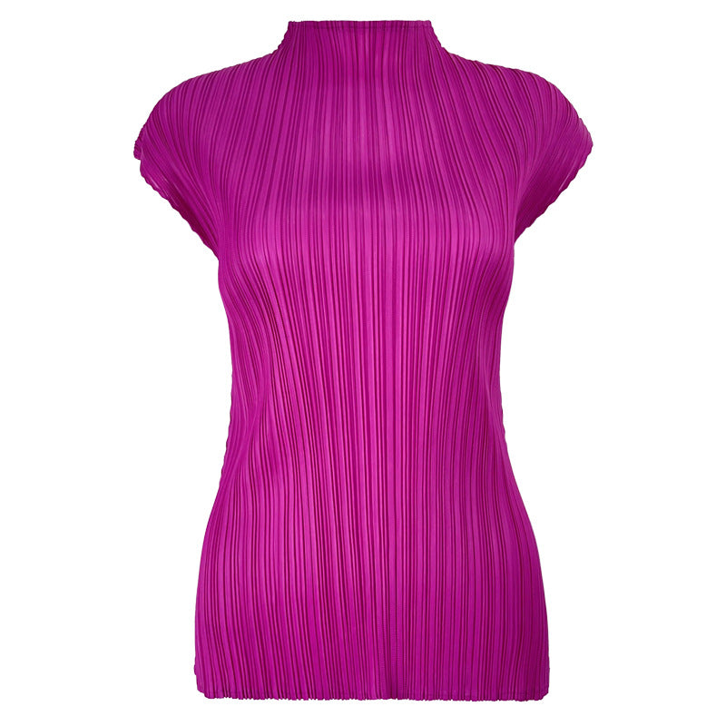 Miyake summer new t-shirt women's Korean version slim top comfortable basic flying sleeve bottoming top