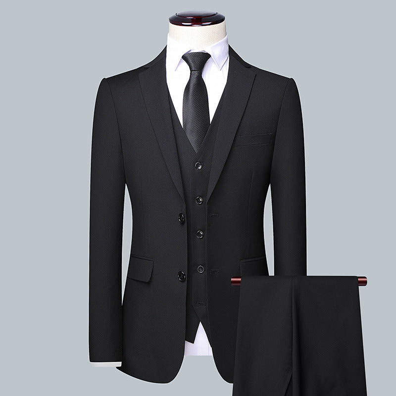 LOVECCR Men's Suit Set Three-Piece Korean Slim Suit Men's Business Professional Formal Wear Best Man Groom Wedding Suit