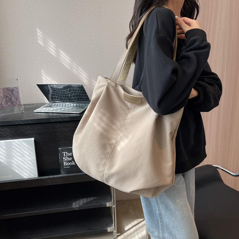 loveccr Cross-Border Canvas Bag Women's Bag Summer New Tote Bag Simple Commute Shoulder Bag Leisure Artistic Cloth Bag
