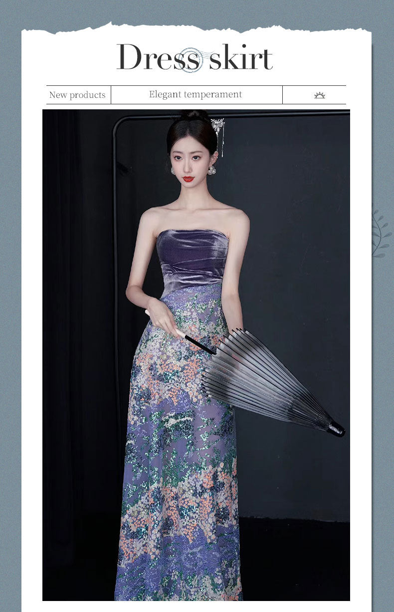 LOVERCCR New Chinese Banquet Evening Dress New Marriage Engagement Bridal Tube Top Toast Dress High-Grade Temperament Morning Gowns