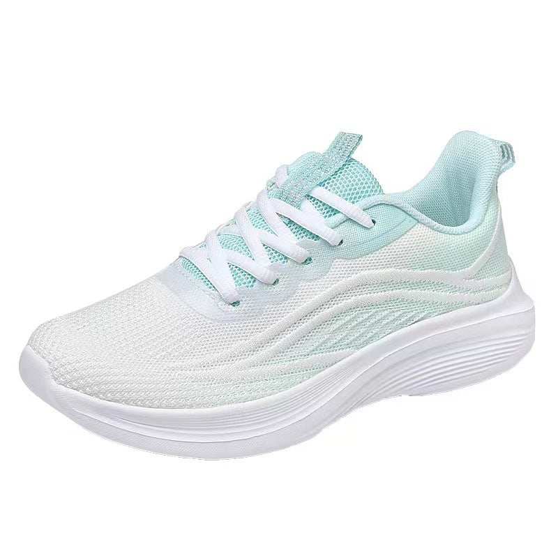 loveccr Flying Woven Women's Shoes Spring Mesh Sneaker Soft Bottom Lightweight Student Running Shoes Breathable Casual Shoes Cross-Border
