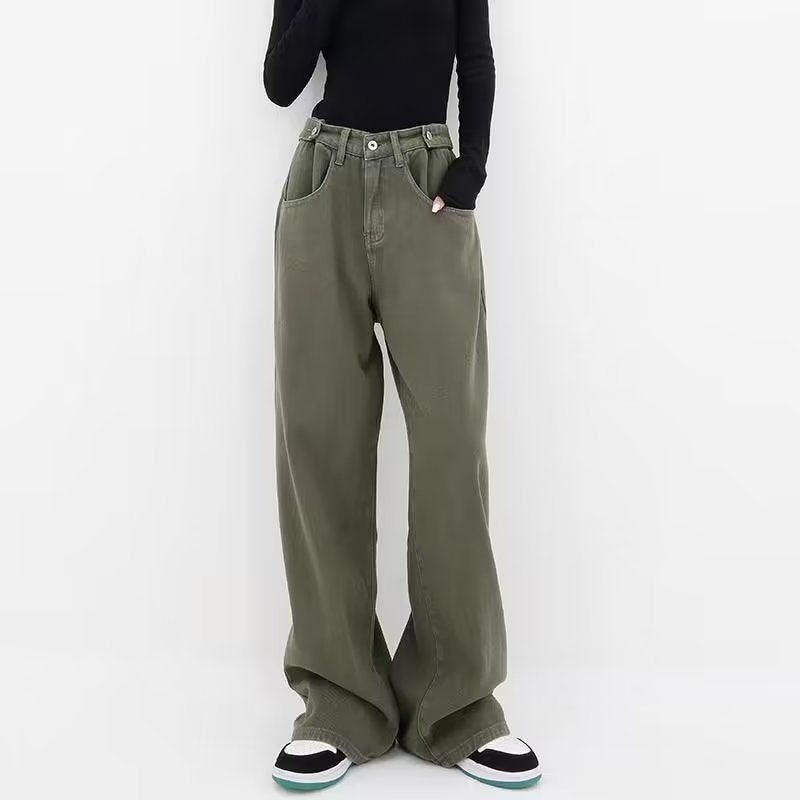 Women's Wide-Leg Pants Japanese Trendy Harajuku Ins Lazy High Waist Autumn Trousers Artistic New Denim Hot Trade