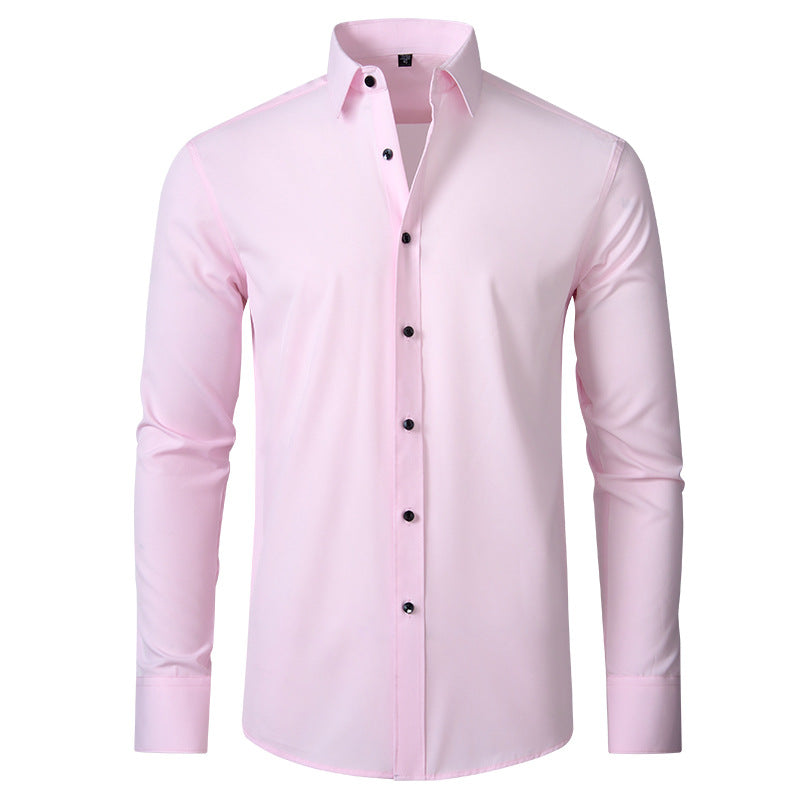 Cross-Border Full Elastic Force Shirt Men's Shirt Non-Ironing Anti-Wrinkle Foreign Trade Simple Business Thin Shirt Men