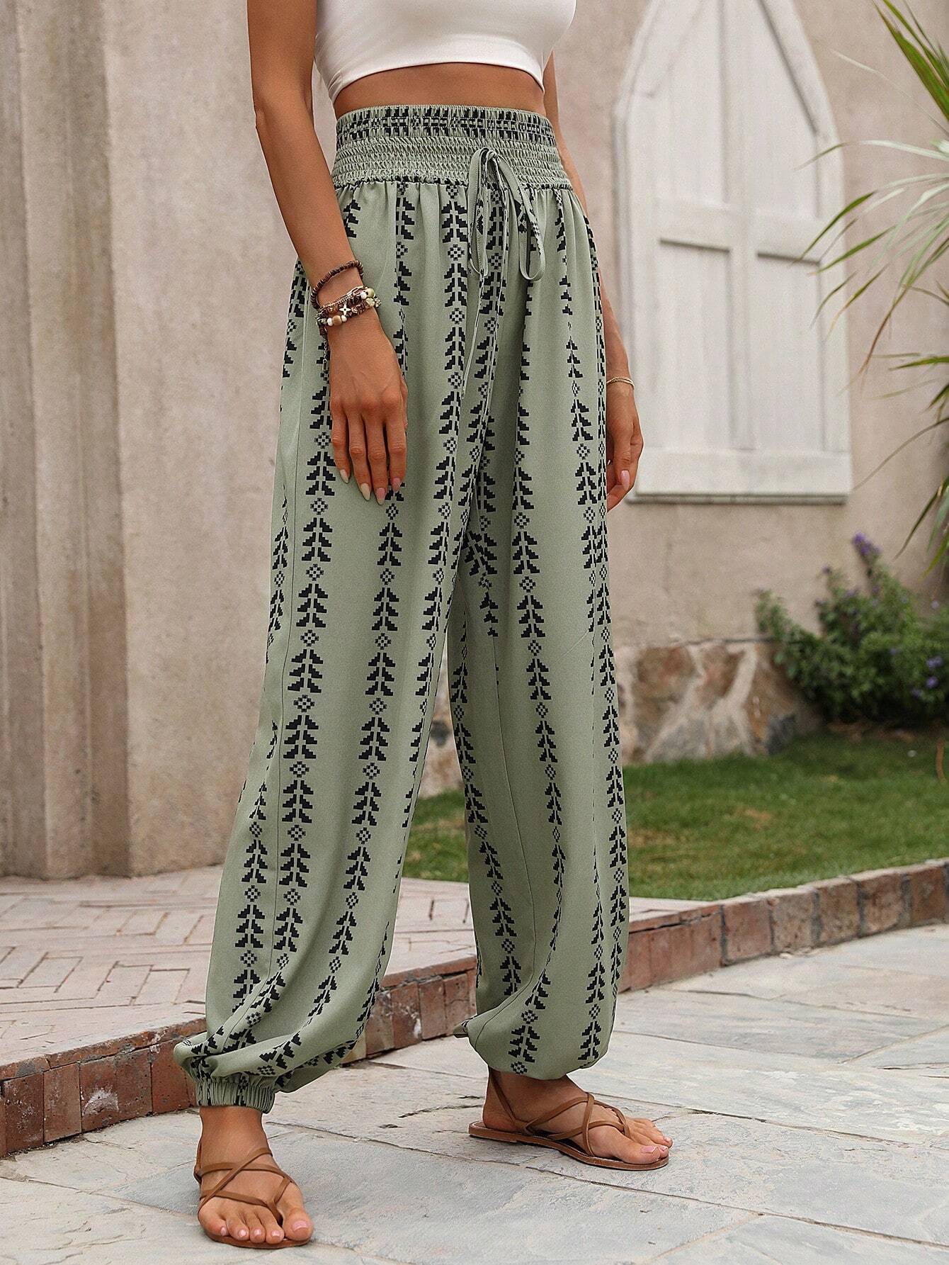 2025 Tiktoktemu women's clothing spring and summer new versatile grid wide-leg bloomers casual pants