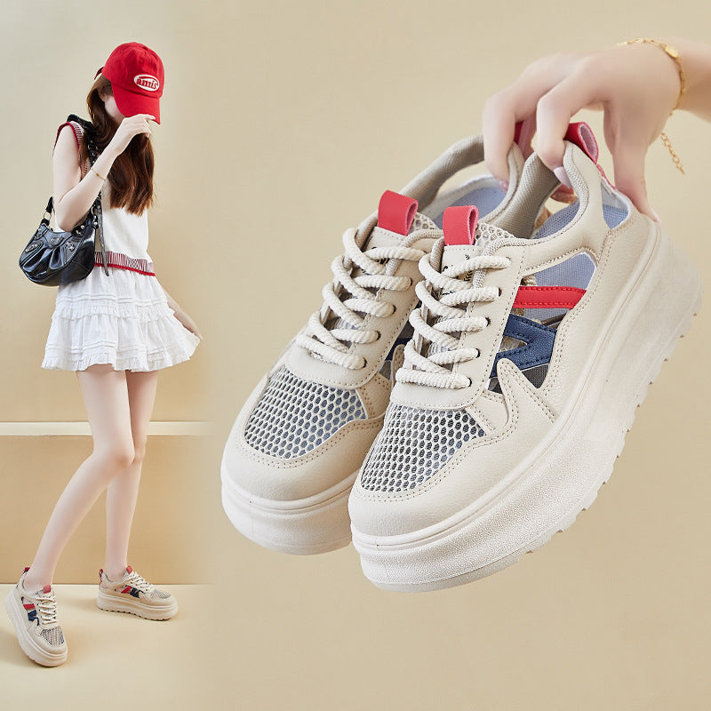 summer mesh white shoes new Korean version ins female students breathable height increase casual street shot board shoes KT310
