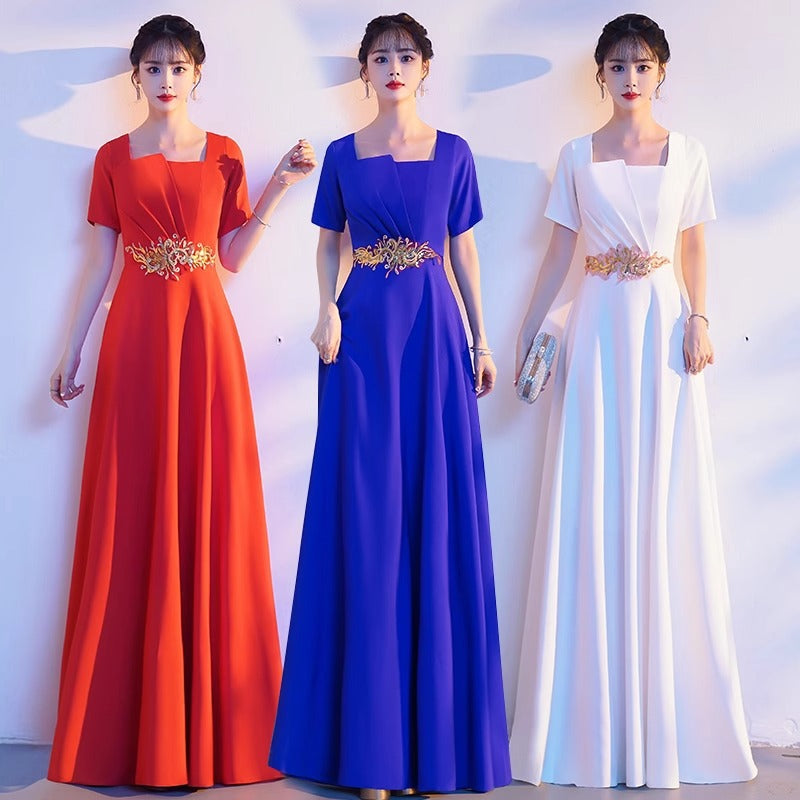 LOVECCR Red Chorus Group Costume Female Dress Modern Elegant Graceful Chorus Costume Summer Long Evening Dress