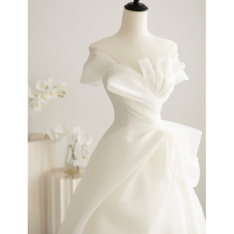 LOVECCR Light Wedding Dress New Main Yarn Bride Small Wedding Veil Advanced Texture Tube Top Simple Floor-Length Women