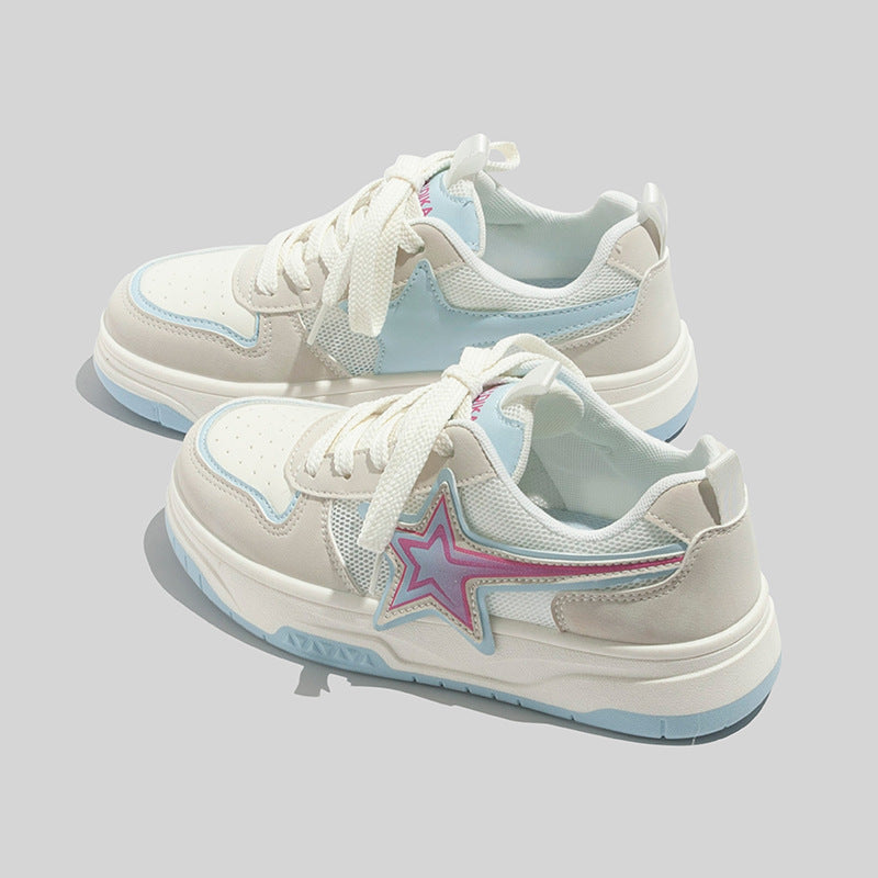 loveccr Retro White Shoes Women's Summer Spring Mesh Casual Shoes New Versatile Breathable Comfortable Soft Bottom Casual Board Shoes
