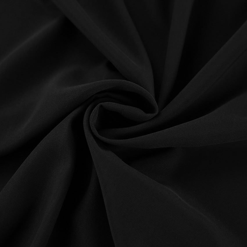 2025 popular Autumn Temperament V-Neck Bubble Sleeve Design Sense Dress Black Long Sleeve Chiffon Short Skirt Women's Clothing