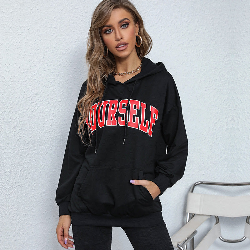 LOVECCR popular autumn new 2025 women's clothing college style hooded letter sweater New Popular trade hoodie