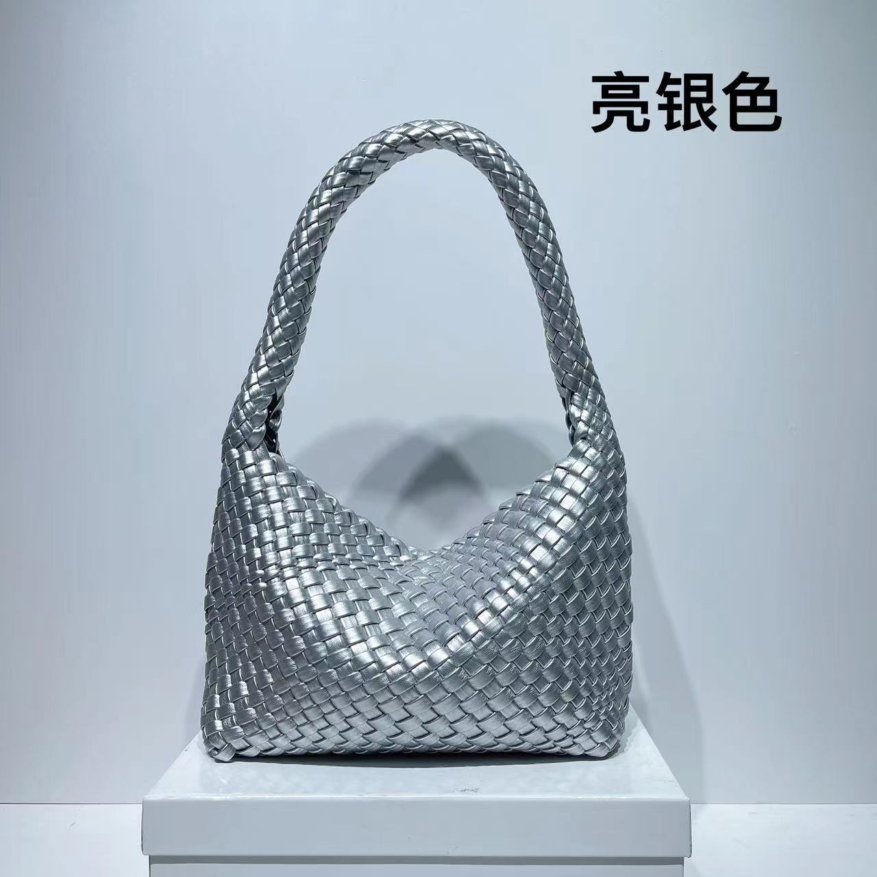 loveccr Niche Women Bag Hand-Woven Lunch Box Bag High-Grade Underarm Bag Women's Bag Cross-Border Portable Shoulder Bag