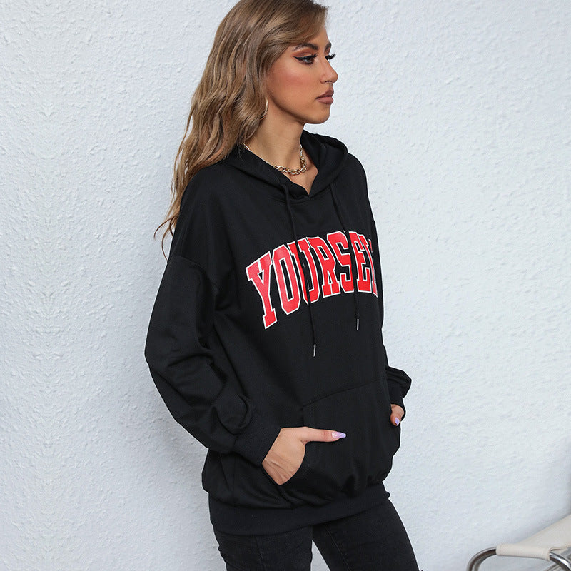 LOVECCR popular autumn new 2025 women's clothing college style hooded letter sweater New Popular trade hoodie