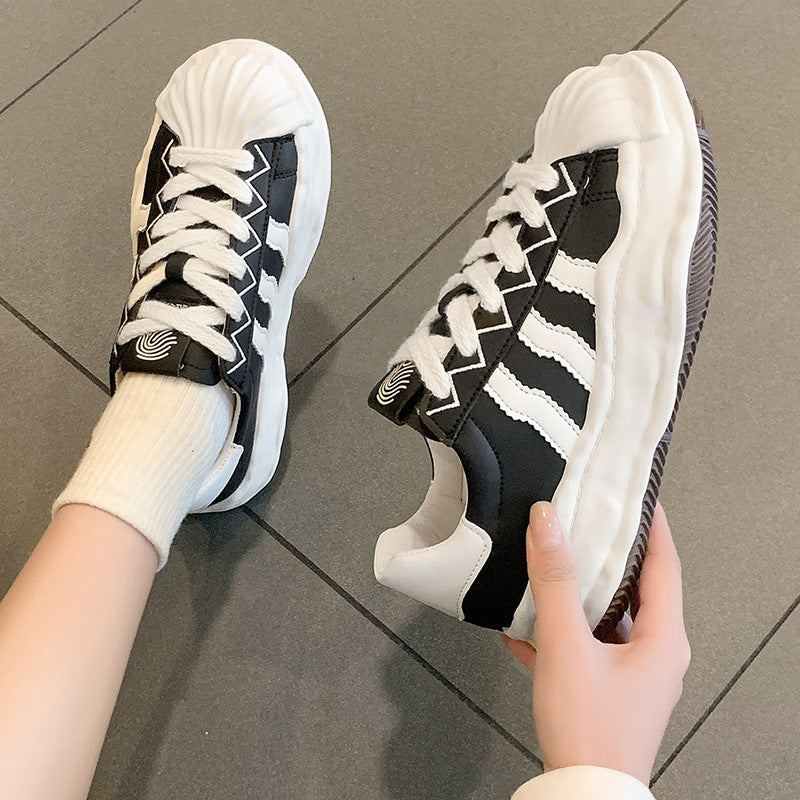 loveccr Shell Toe Dissolved Bottom White Shoes for Women Spring and Autumn New Student Casual Sneaker Fashion All-Matching Sneakers Fashion