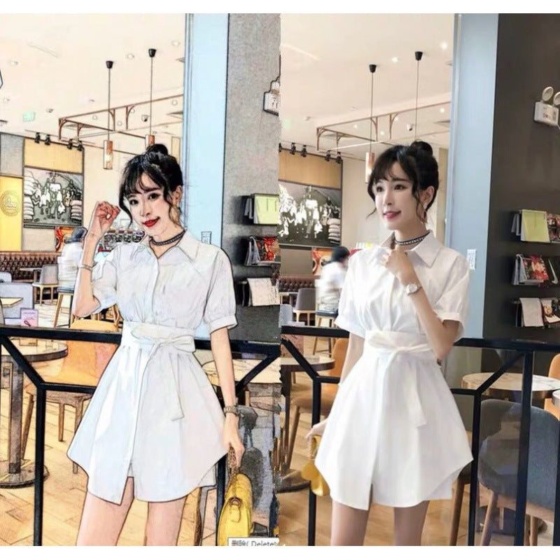 2025 summer new fashion Internet celebrity two-piece suit thin women's clothing Popular style small versatile high shirt skirt
