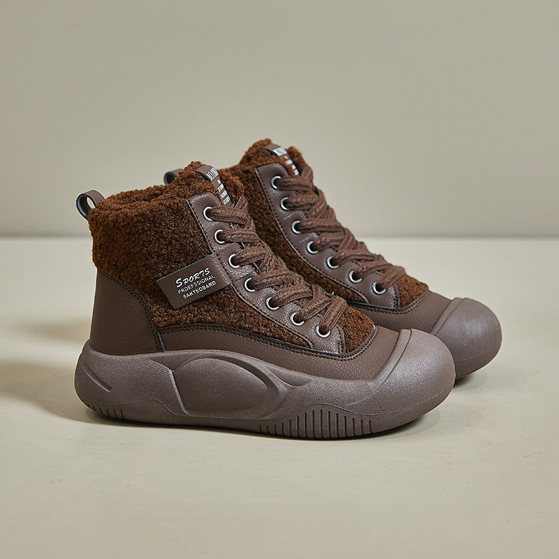 popular winter velvet little white shoes new Korean version ins female students thick-soled heightening sports board shoes casual XFL28