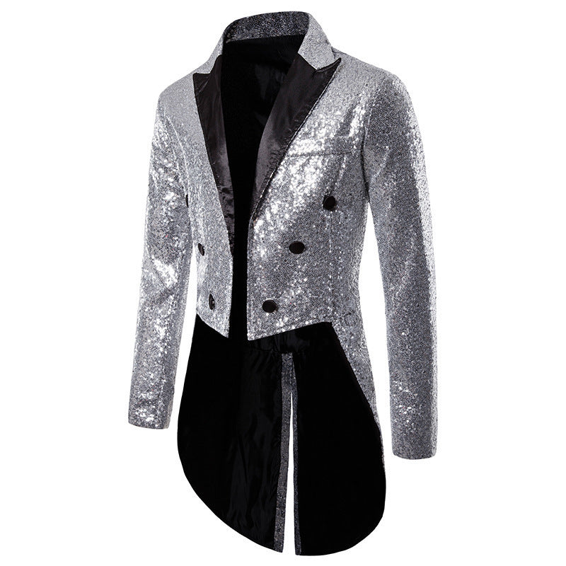 LOVECCR Cross-Border Foreign Trade Men's Suit Swallowtail Banquet Nightclub Performance Sequin Fashion Design Men's Jacket