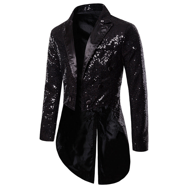 LOVECCR Cross-Border Foreign Trade Men's Suit Swallowtail Banquet Nightclub Performance Sequin Fashion Design Men's Jacket
