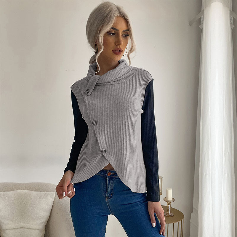 LOVECCR Hot New Hot Trade Splicing Top 2025 Casual Women's Autumn Long Sleeve Pullover Knitted Sweater