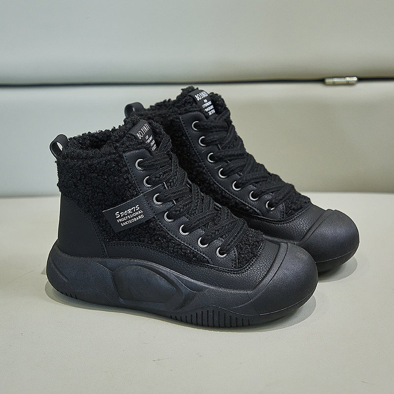 popular winter velvet little white shoes new Korean version ins female students thick-soled heightening sports board shoes casual XFL28
