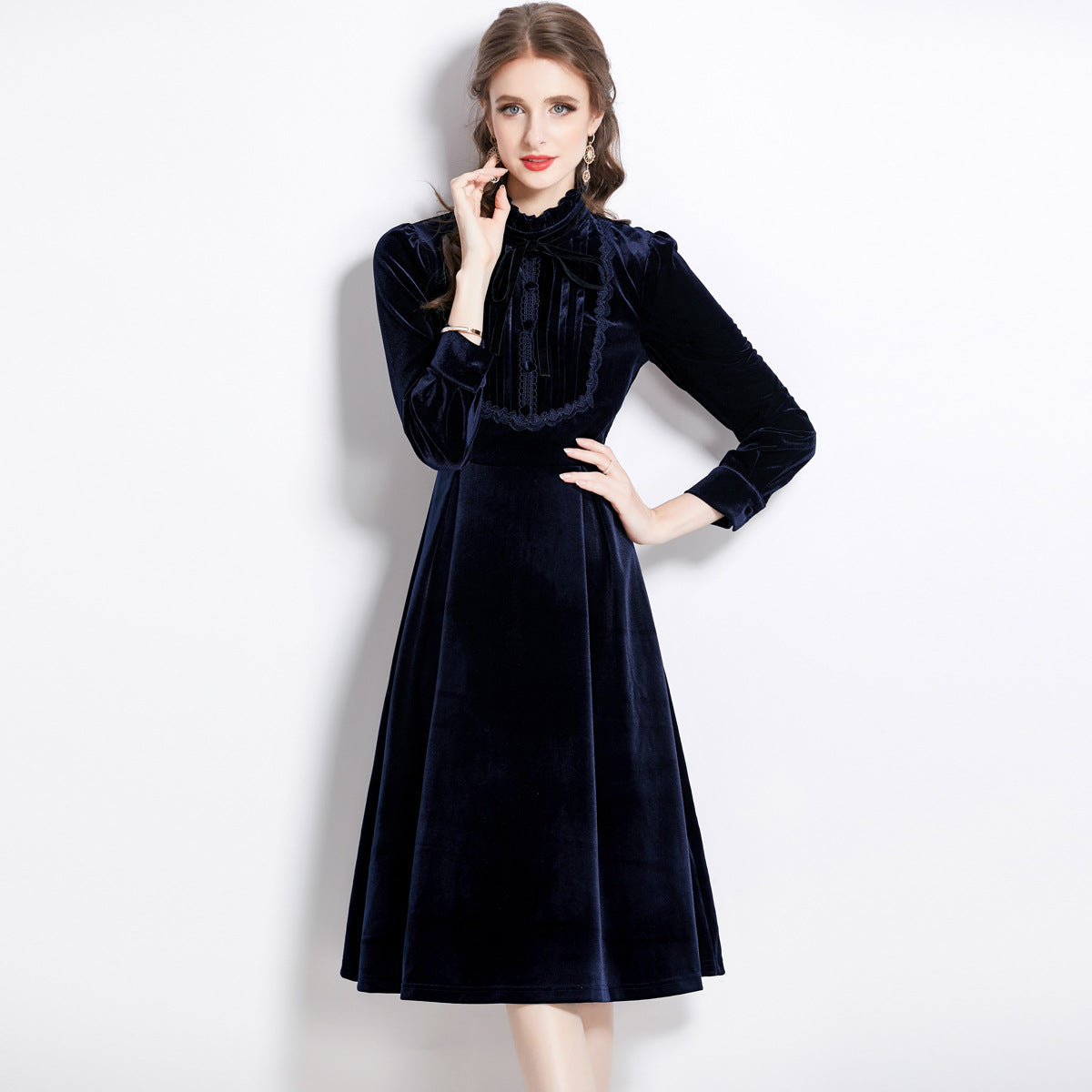 Popularan Station Velvet Dress 2025 Autumn and Winter New Temperament Celebrity Premium Textured Banquet Evening Dress Women