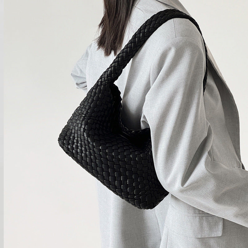 loveccr Niche Women Bag Hand-Woven Lunch Box Bag High-Grade Underarm Bag Women's Bag Cross-Border Portable Shoulder Bag