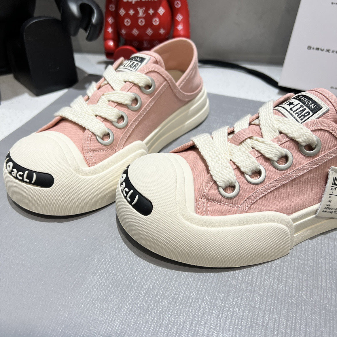 loveccr Women's Canvas Shoes New Autumn Breathable Platform White Casual Sneakers Slip-on Lazy Sports White Shoes