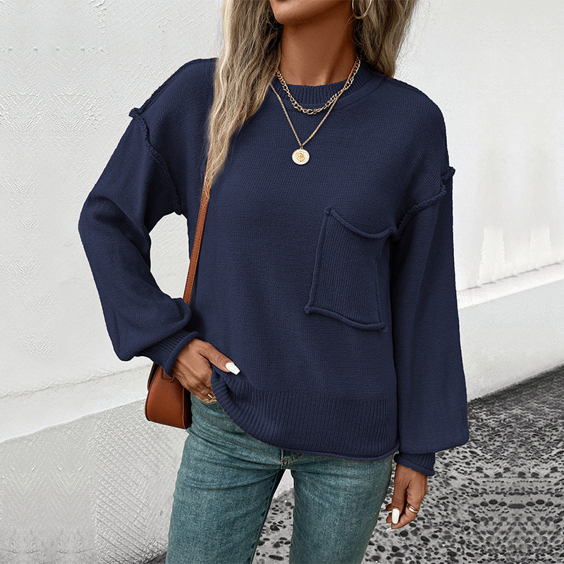 LOVECCR women's Hot autumn and winter sweater women's long-sleeved crew neck 2025 new casual loose knitted sweater