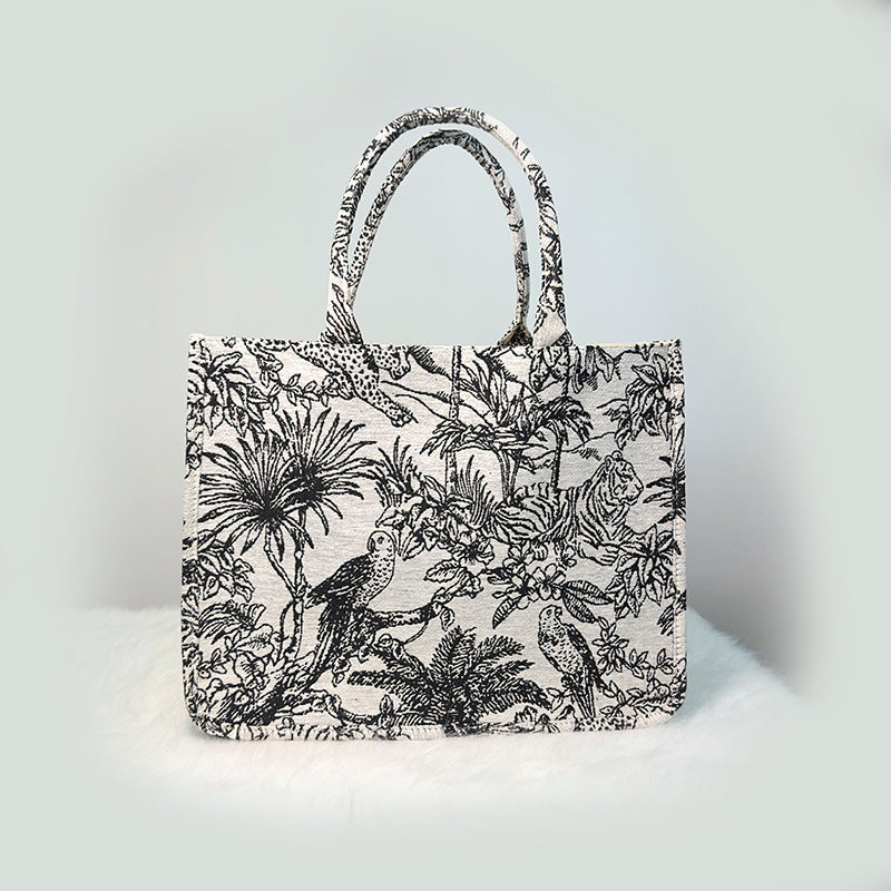 loveccr Women's Handbag Tiger Embroidered Tote Bag Cross-Border Guangzhou High Quality Commuter Pearl Shoulder Bag Wholesale
