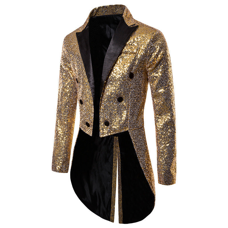 LOVECCR Cross-Border Foreign Trade Men's Suit Swallowtail Banquet Nightclub Performance Sequin Fashion Design Men's Jacket