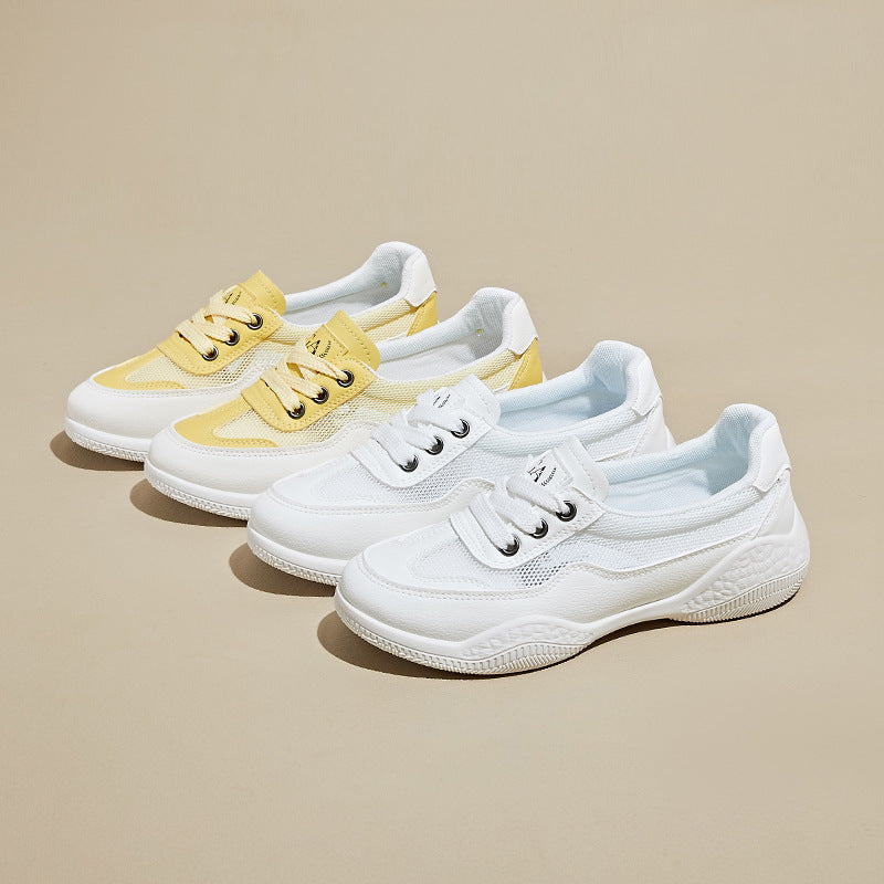 summer little white shoes new Korean version ins female students height increase mesh breathable board shoes casual street shot HY128