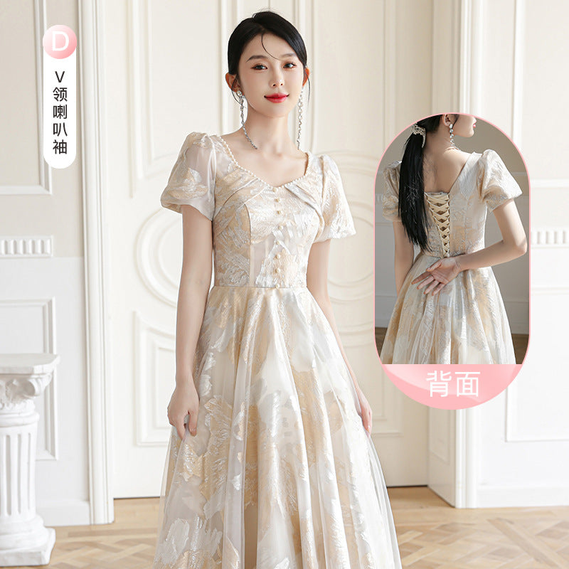 LOVECCR Champagne Bridesmaid Dress Women's New Spring Evening Dress Fairy Sisters Group Senior Niche Long