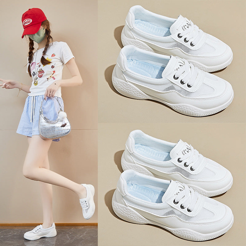 summer little white shoes new Korean version ins female students height increase mesh breathable board shoes casual street shot HY128