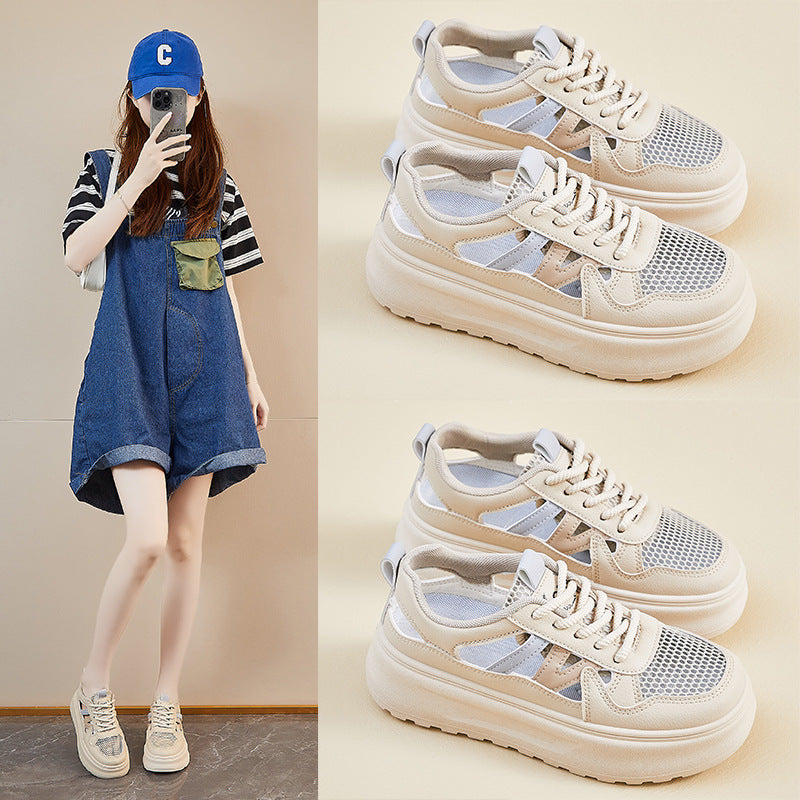 summer mesh white shoes new Korean version ins female students breathable height increase casual street shot board shoes KT310