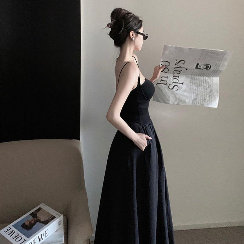 LOVERCCR Eliya Stitching Chest-Flattering Sling Dress Hot Girl Sexy Deep V Long Mop Dress Yl24009gn