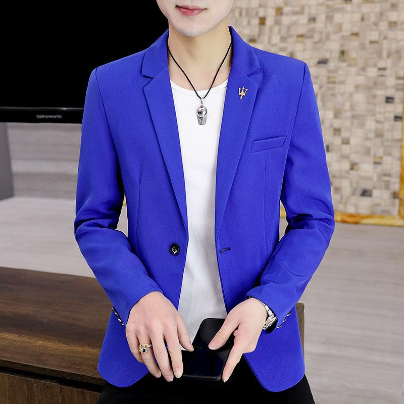 LOVECCR Suit Men's One Suit Matching Summer Korean Style Trendy Fashion Dress 3/4 Sleeve Non-Ironing Casual Small Suit