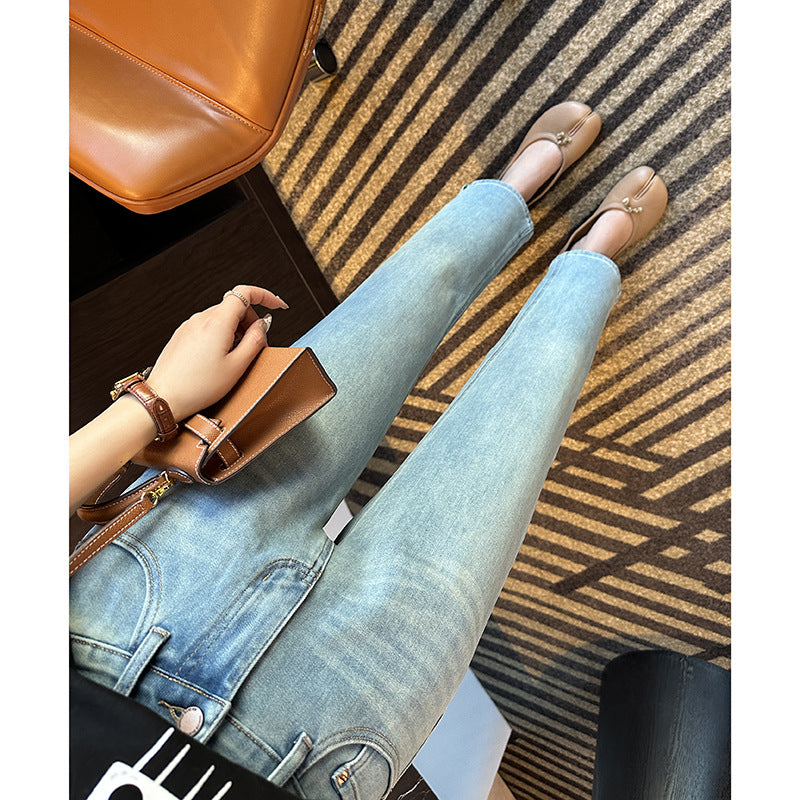 Straight Legs! Super Good Style ~ Four-Sided Stretch Stick Jeans for Women Spring 2024 New High Waist Slimming Straight Pants