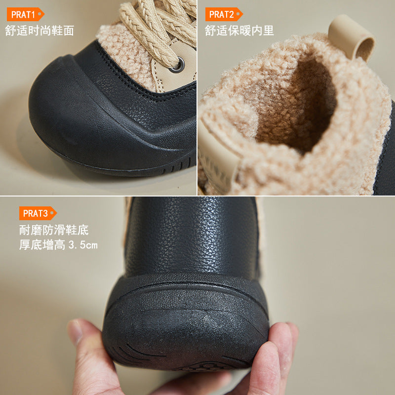 popular winter velvet little white shoes new Korean version ins female students thick-soled heightening sports board shoes casual XFL28