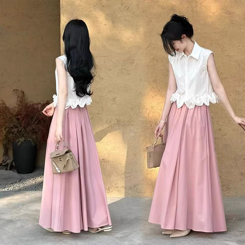 Temperament light luxury high-end suit 2025 new women's clothing white small top skirt summer clothing with a complete set