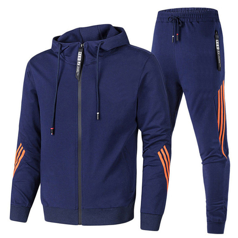 Cross-Border New European and American Men's Casual Sports Suit Fashion Zipper Jacket Men's and Women's Running Sports Suit