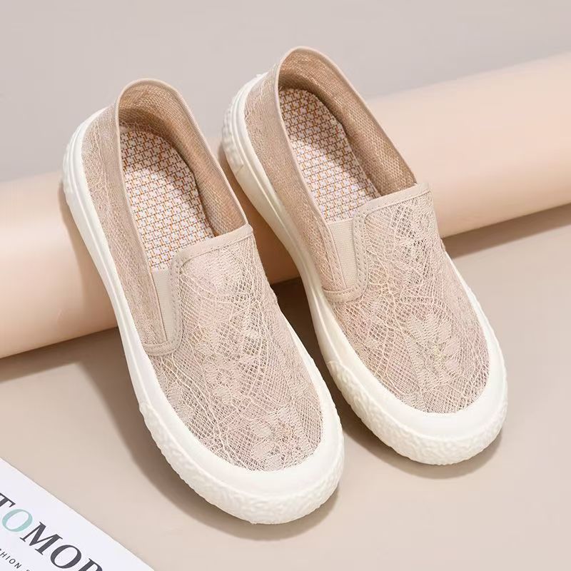 loveccr Summer Mesh Breathable Fisherman Shoes Women's Shoes Classic Style Platform Casual Shoes Slip-on Lofter Women's Mesh Surface Shoes