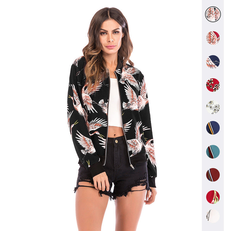 LOVECCR Hot trade autumn and winter baseball jersey 2025 women's clothing long-sleeved zipper printed jacket jacket women